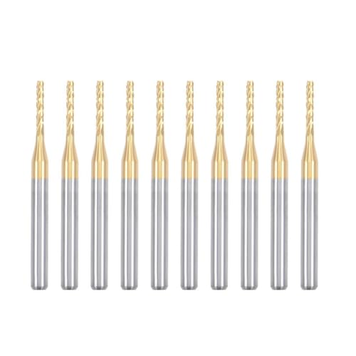 Remingtape 10 Stück Titanbeschichtete Hartmetall-Schaftfräser, Gravurfräser, CNC-Fräser für Leiterplattenmaschinen, 1/8 Schaft 1,5 mm Remingtape 10 Stück Titanbeschichtete Hartmetall-Schaftfräser, Gravurfräser, CNC-Fräser für Leiterplattenmaschinen, 1/8 Schaft 1,5 mm von Remingtape