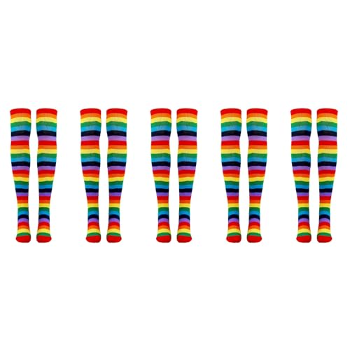 Remingtape 10X Regenbogengestreifte Socken ÜBer Dem Knie Clown Gestreiftes Kostüm Hohe Strümpfe für Halloween Cosplay Partys Remingtape 10X Regenbogengestreifte Socken ÜBer Dem Knie Clown Gestreiftes Kostüm Hohe Strümpfe für Halloween Cosplay Partys von Remingtape