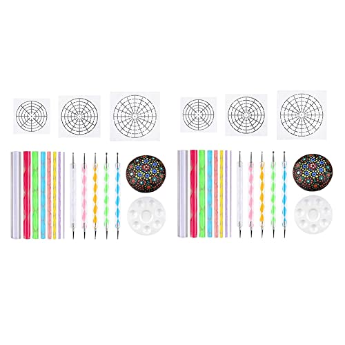 Remingtape Mandala Punktierschablonen Werkzeuge Rock Malerei Kit Kugelstift Punktier Werkzeuge Inklusive Schablone, Farbwanne (34 Paket) von Remingtape