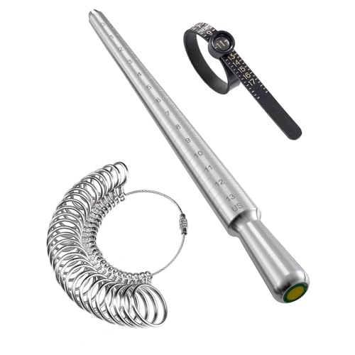Remingtape Ring-Sizer-Messwerkzeug-Set mit Lupe, Integriertem Konischem Massivem Ring-Mandrel-Messwerkzeug-Set für Ringreparatur von Remingtape