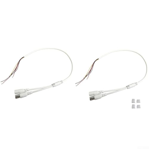 2 x 60 cm Strom-Videokabel mit BNC-Buchse und DC 5 5 x 2 1 Buchsen für Überwachungskameras mit 2-poligen und 3-poligen Klemmen für Systemkompatibilität (weiß x 2P2.0 + 3P1.5) von RemixAst