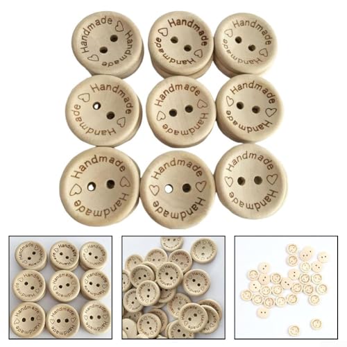 DIY-Zubehör-Set, 100 handgefertigte Holzknöpfe mit glatter flacher Rückseite (20 mm) von RemixAst