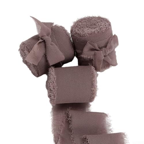 Dekoratives 5 m handgefertigtes Satin-Chiffonband für Hochzeiten und Bastelarbeiten, geeignet für Einladungen und Blumenarrangements (braun) von RemixAst