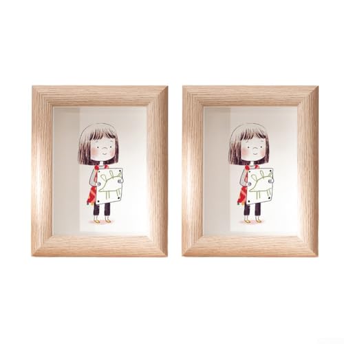 Doppel-Bilderrahmen aus Holz für Schreibtisch oder Wand, kreative Fotohalter mit anpassbaren Einsätzen für persönliche und Bürodekoration (weiße Holzfarbe) von RemixAst