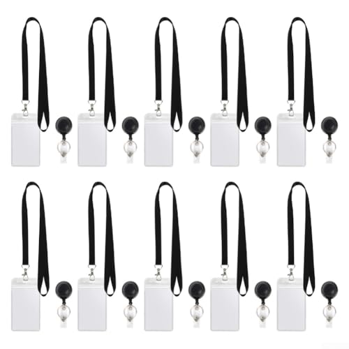 Wasserdichtes Ausweishalter-Set, 10-teilig, mit einziehbaren Clips und weichen Schlüsselbändern für sichere Ausweis-Anzeige (A) von RemixAst