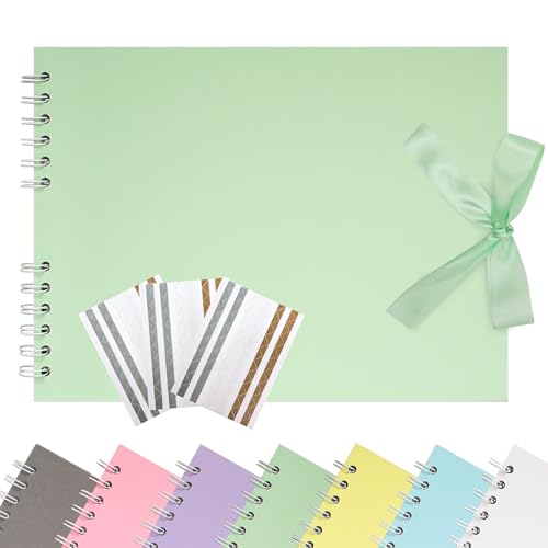 Remowith 21,5 x 15 cm Scrapbook-Album mit Band, Bastelpapier Fotoalbum für Hochzeit und Jubiläum, Familien DIY Fotoalbum mit Eckenaufklebern 40 Seiten Hellgrün Remowith 21,5 x 15 cm Scrapbook-Album mit Band, Bastelpapier Fotoalbum für Hochzeit und Jubiläum, Familien DIY Fotoalbum mit Eckenaufklebern 40 Seiten Hellgrün von Remowith