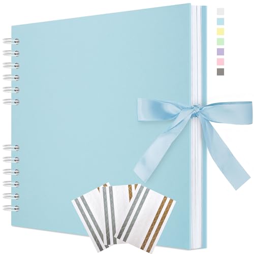 Remowith 29 x 21,5 cm Scrapbook-Album mit Band, Bastelpapier Fotoalbum für Hochzeit und Jubiläum, Familien DIY Fotoalbum mit Eckenaufklebern 100 Seiten Hellblau Remowith 29 x 21,5 cm Scrapbook-Album mit Band, Bastelpapier Fotoalbum für Hochzeit und Jubiläum, Familien DIY Fotoalbum mit Eckenaufklebern 100 Seiten Hellblau von Remowith