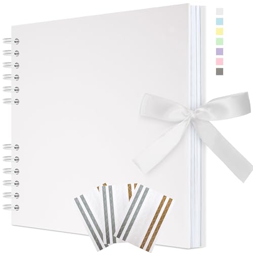 Remowith 29 x 21,5 cm Scrapbook-Album mit Band, Bastelpapier Fotoalbum für Hochzeit und Jubiläum, Familien DIY Fotoalbum mit Eckenaufklebern 100 Seiten Weiß Remowith 29 x 21,5 cm Scrapbook-Album mit Band, Bastelpapier Fotoalbum für Hochzeit und Jubiläum, Familien DIY Fotoalbum mit Eckenaufklebern 100 Seiten Weiß von Remowith