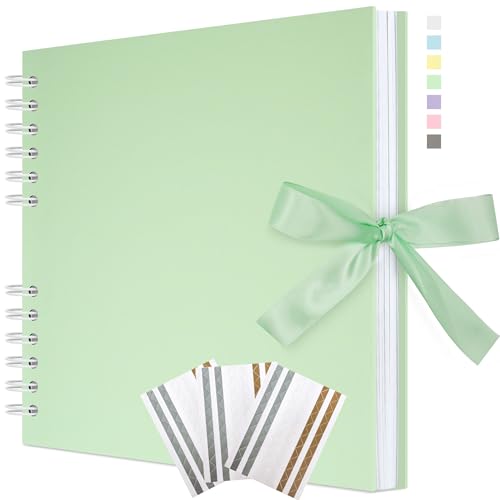 Remowith 29 x 21,5 cm Scrapbook-Album mit Band, Bastelpapier Fotoalbum für Hochzeit und Jubiläum, Familien DIY Fotoalbum mit Eckenaufklebern 40 Seiten Hellgrün Remowith 29 x 21,5 cm Scrapbook-Album mit Band, Bastelpapier Fotoalbum für Hochzeit und Jubiläum, Familien DIY Fotoalbum mit Eckenaufklebern 40 Seiten Hellgrün von Remowith