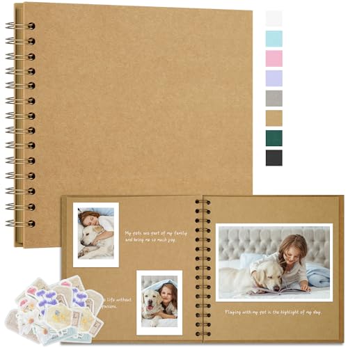 Remowith Fotoalbum Zum Selbstgestalten 18x18 cm DIY Fotobuch Kraftpapier Erinnerungsbuch für Hochzeiten 40 Seiten Album für Baby Familie Valentinstag Geburtstag Jahrestag Geschenk Khaki von Remowith