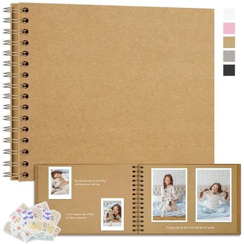 Remowith Fotoalbum Zum Selbstgestalten 28x20,5 cm DIY Fotobuch Kraftpapier Erinnerungsbuch für Hochzeiten 40 Seiten Album für Baby Familie Valentinstag Geburtstag Jahrestag Geschenk Khaki von Remowith