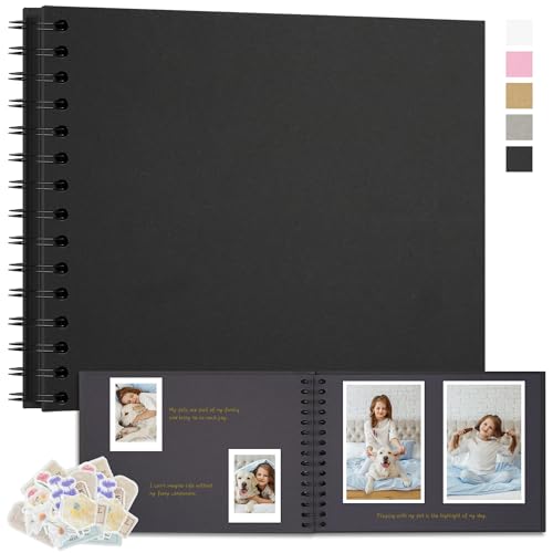 Remowith Fotoalbum Zum Selbstgestalten 28x20,5 cm DIY Fotobuch Kraftpapier Erinnerungsbuch für Hochzeiten 40 Seiten Album für Baby Familie Valentinstag Geburtstag Jahrestag Geschenk Schwarz von Remowith