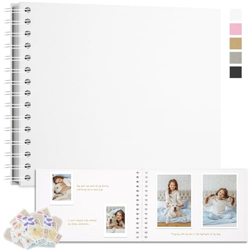 Remowith Fotoalbum Zum Selbstgestalten 28x20,5 cm DIY Fotobuch Kraftpapier Erinnerungsbuch für Hochzeiten 40 Seiten Album für Baby Familie Valentinstag Geburtstag Jahrestag Geschenk Weiß von Remowith