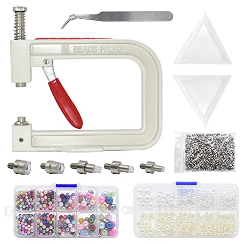 Perlenfassung, Handpresse, Maschinen-Werkzeuge, mit 2 Boxen in 5 Größen, bunt, ohne Löcher, runde Perlen und Nieten, Schraubköpfe, Pinzette für Bastelarbeiten Perlenfassung, Handpresse, Maschinen-Werkzeuge, mit 2 Boxen in 5 Größen, bunt, ohne Löcher, runde Perlen und Nieten, Schraubköpfe, Pinzette für Bastelarbeiten von Renashed