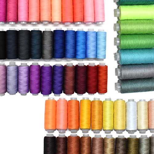 Renashed Nähgarn, 60 Farben, Baumwolle, 227 m pro Spule, Ideal für Maschinen- und Handnähte Renashed Nähgarn, 60 Farben, Baumwolle, 227 m pro Spule, Ideal für Maschinen- und Handnähte von Renashed