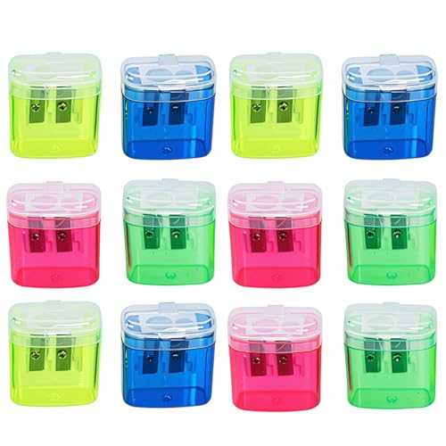 Renchey Bleistiftspitzer, Kompakter Spitzer Mit 2 Bohrungen, 12 Stück Handspitzer Mit Aufbewahrungsbox Für Schule Kunst Büro Renchey Bleistiftspitzer, Kompakter Spitzer Mit 2 Bohrungen, 12 Stück Handspitzer Mit Aufbewahrungsbox Für Schule Kunst Büro von Renchey