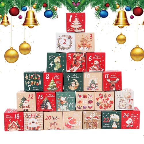 Renchey Füllbare Countdown-Box - 24-Tägige Selbstgestaltbare Boxen,Festliche Nummerierte Aufbewahrungsbox Für Süßigkeiten Schmuck Schokolade Nugat Renchey Füllbare Countdown-Box - 24-Tägige Selbstgestaltbare Boxen,Festliche Nummerierte Aufbewahrungsbox Für Süßigkeiten Schmuck Schokolade Nugat von Renchey