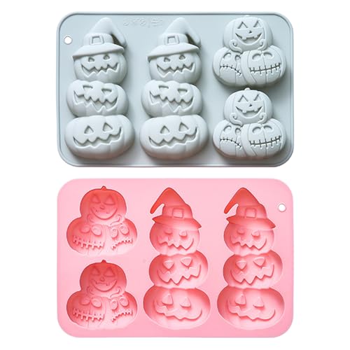 Renchey Herbst Silicone Förmchen - 2 Stück Kürbis Muffinform Antihaft | Für Seifen Schokolade Kuchen Fondant Pfannkuchen Kekse Plätzchen Gebäck Süßigkeiten Herbst Halloween Backen von Renchey