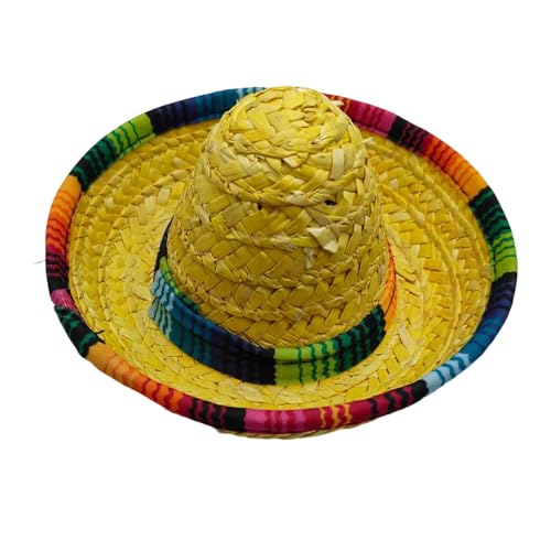 Renchey Sombrero Festhüte,Kleine Gewebte Sombrero Hüte - Großkrempige Deko Stirnband Für Kinder Und Haustiere Renchey Sombrero Festhüte,Kleine Gewebte Sombrero Hüte - Großkrempige Deko Stirnband Für Kinder Und Haustiere von Renchey