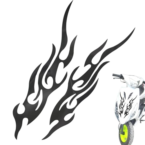 Renchey Sticker Für Krafträder,Flammenmuster Stylische Aufkleber - 2 Stück Wetterbeständiges Emblem Für Motorrad Auto Scooter Schneemobil von Renchey