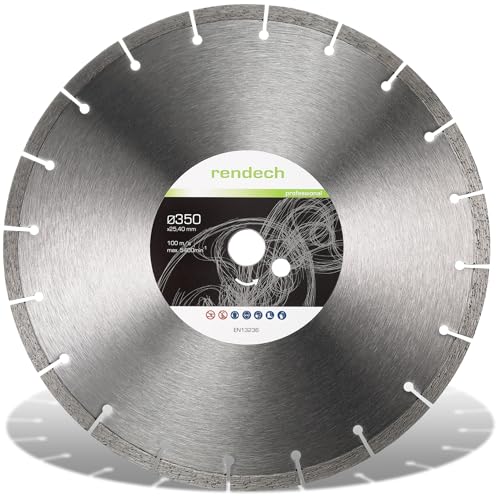 Profi Diamantscheibe 350mm x 20 mm für Stein, Beton, Naturstein uvm. - Diamanttrennscheibe mit hoher Schneidleistung | Für Trocken- & Nassschneider Profi Diamantscheibe 350mm x 20 mm für Stein, Beton, Naturstein uvm. - Diamanttrennscheibe mit hoher Schneidleistung | Für Trocken- & Nassschneider von Rendech