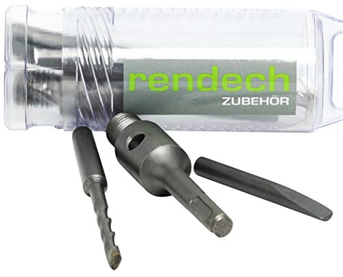 SDS plus Adapter-Set inkl. Zentrierbohrer & Auswurfkeil für Bohrkrone, Dosenbohrer, Steckdosenbohrer mit M16 Gewinde | rendech® Markenqualität von Rendech