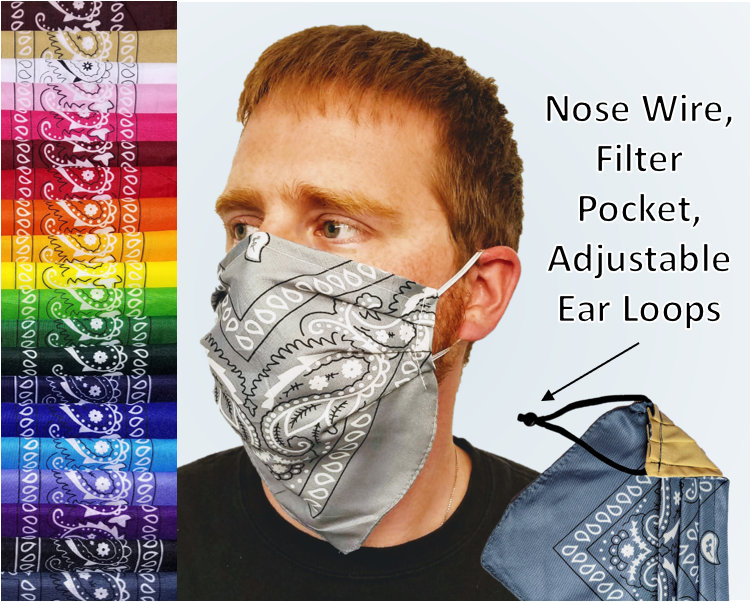 Extra Large Double Layer Bandana Gesichtsmaske - Waschbare Gesichtsbedeckung Mit Nasendraht, Verstellbare Ohrschlaufen, Für Männer Bärten von RenegadeStitchCo