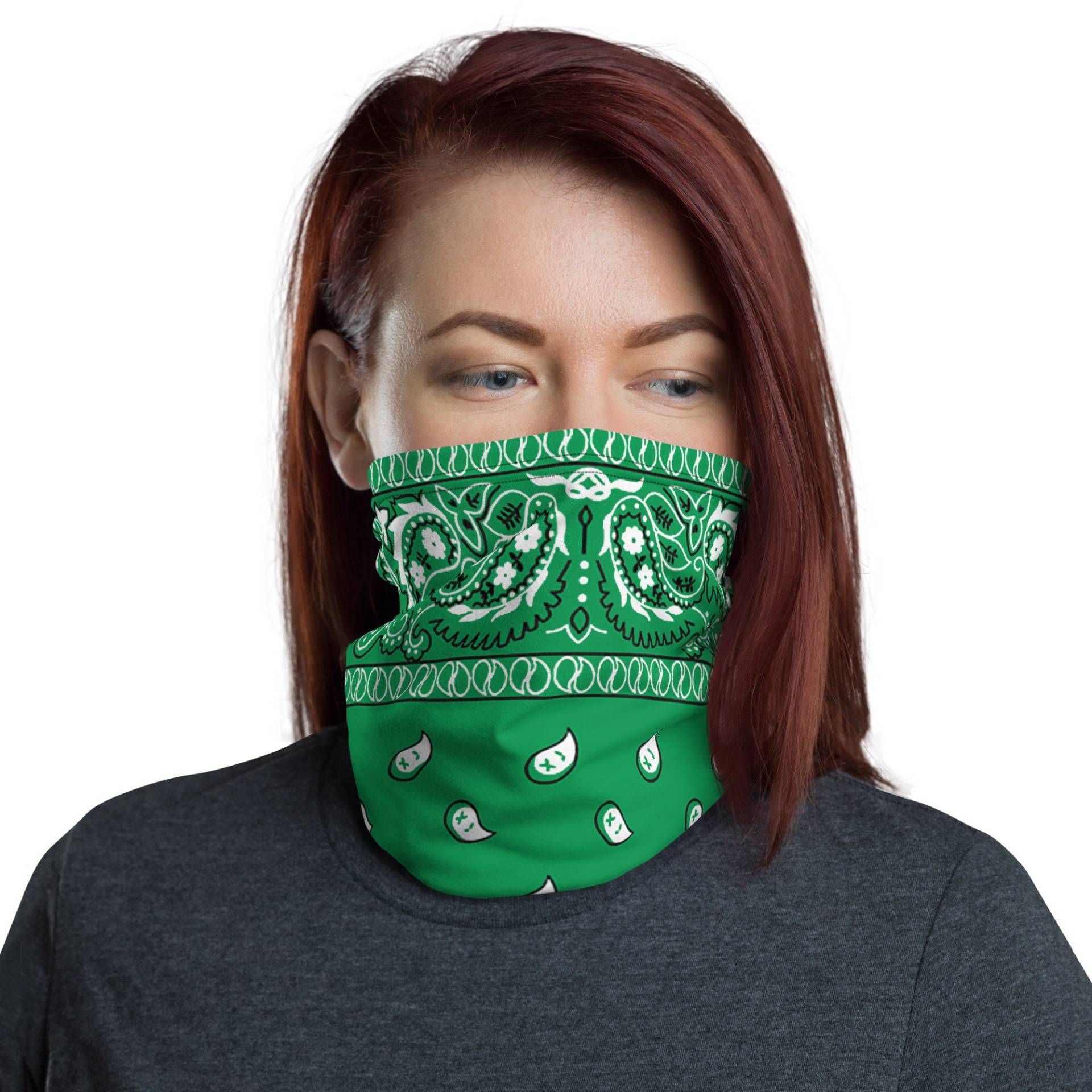 Grünes Paisley Halstuch - Bandana Gesichtsbedeckung Zum Reiten Oder Laufen von RenegadeStitchCo