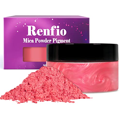 Renfio Epoxidharz Farbe Mica Pulver, 3.5oz/100g Rose Metallic Farben Pigment Pulver for Nagellack, Badebombe, Resin DIY, Kerze, Seife - Rose von Renfio