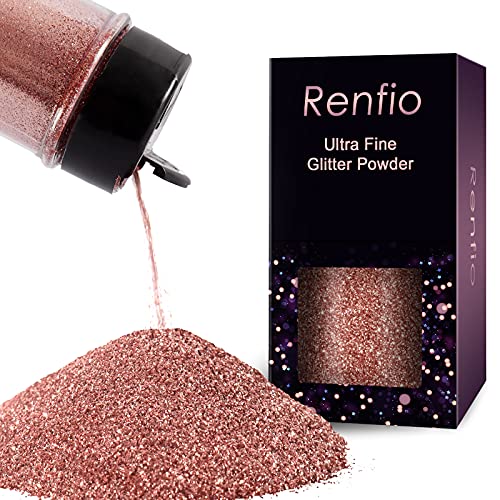 Renfio Glitzer Powder, 1.75 Oz (50g) glitzer gesicht, 1/128" 0.008" 0.2mm Ultra Fine Glitzerpulver For Garten Deko, Glitzer Basteln, Nail Powder, Body Glitzer Haare - Roségold von Renfio