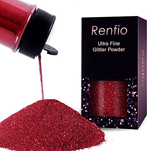 Renfio Glitzer Powder, 1.75 Oz (50g) glitzer gesicht, 1/128" 0.008" 0.2mm Ultra Fine Glitzerpulver For Garten Deko, Glitzer Basteln, Nail Powder, Body Glitzer Haare - Weinrot von Renfio
