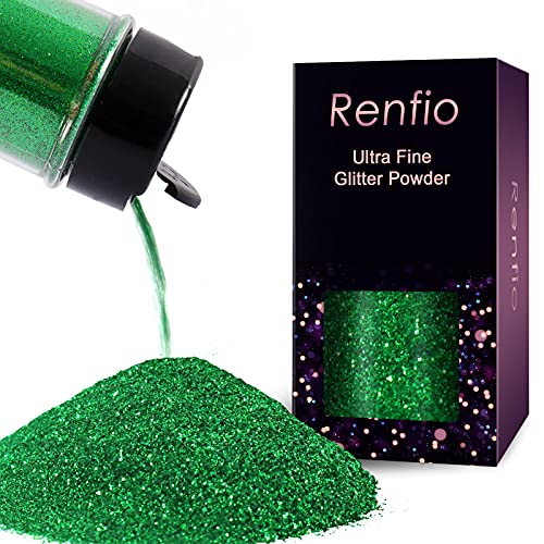 Renfio Ultrafeines Glitzerpulver, metallisches Harz, Glitzer, 50 g, PET-Flocken, Basteln, Pailletten, 0,2 mm, Epoxidspäne für Becher, Schleim-Dekoration, grasgrün von Renfio