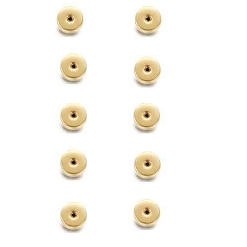 Renkovte Flache Schraubverschlüsse, Ersatz für Ohrstecker, Edelstahl, flache Rückseite für Ohrpiercing, Sicherheitsschraubverschlüsse, um fehlende Ohrringe zu verhindern, 10 Stück (Gold) von Renkovte