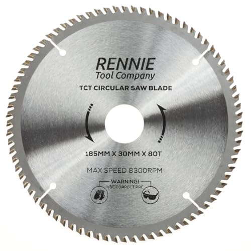 Rennie Tool TCT Kreissägeblatt für Holz, 185 mm x 30 mm x 80 Zähne, inkl. Reduzierringe Rennie Tool TCT Kreissägeblatt für Holz, 185 mm x 30 mm x 80 Zähne, inkl. Reduzierringe von Rennie Tool Company