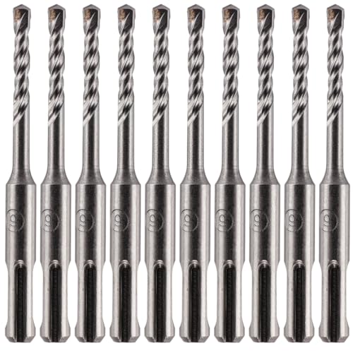 SDS Plus Hammerbohrer, 6 mm x 110 mm, professioneller Wolframkarbid-bestückter Steinbohrer für Ziegel, Beton, Stein, Granit, 6 mm SDS-Bohrer, 10 Stück SDS Plus Hammerbohrer, 6 mm x 110 mm, professioneller Wolframkarbid-bestückter Steinbohrer für Ziegel, Beton, Stein, Granit, 6 mm SDS-Bohrer, 10 Stück von Rennie Tool Company