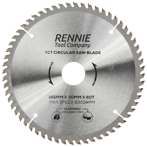 TCT-Sägeblatt, 185 mm x 60 Zähne, Kreissägeblatt für schnelle Schnitte x 30 mm Bohrung + 25 mm/20 mm/16 mm Bohrungsreduzierungsringe, passend für Evolution Bosch, Makita, Ryobi, Dewalt Kreissägen TCT-Sägeblatt, 185 mm x 60 Zähne, Kreissägeblatt für schnelle Schnitte x 30 mm Bohrung + 25 mm/20 mm/16 mm Bohrungsreduzierungsringe, passend für Evolution Bosch, Makita, Ryobi, Dewalt Kreissägen von Rennie Tool Company