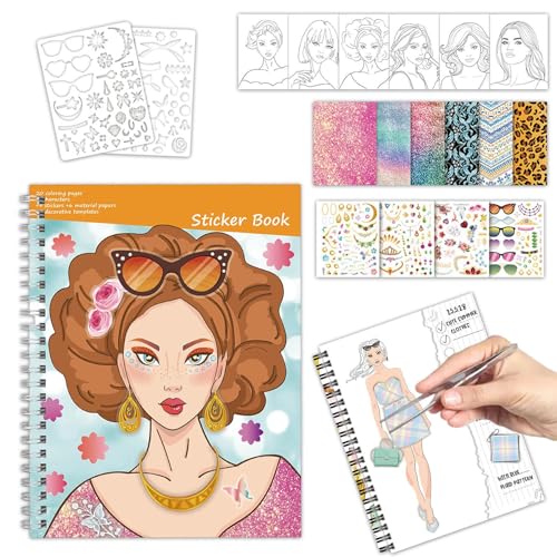 Renopfect Mode Stickerbuch, Kreatives Sticker Anzieh Aktivitätsbuch Für Kinder, Lernspiele Interaktiv Für Spielzeit Kinder Vorschule Familie Mädchen Jugendliche Reise Geburtstag Zuhause Auto von Renopfect