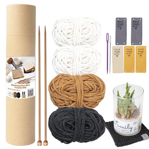 Strickset Für Anfänger Erwachsene Komplett Mit Stricknadeln – Strick-Startset Für Untersetzer Zum Häkel Und Strickgarn Mit Anleitung, Di-y Schal Aus Wolle Zum Stricken – Geschenkidee Bastelbedarf Und Strickset Für Anfänger Erwachsene Komplett Mit Stricknadeln – Strick-Startset Für Untersetzer Zum Häkel Und Strickgarn Mit Anleitung, Di-y Schal Aus Wolle Zum Stricken – Geschenkidee Bastelbedarf Und von Renopfect