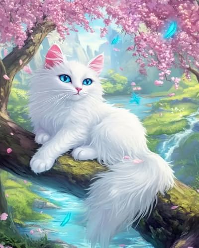Renqidian Kreuzstich Stickpackungen Tierkatze 11CT Erwachsene Sticken Set DIY Stickbilder Vorgedruckt Kreuzstich für Anfänger Home Decor(40x50 cm) von Renqidian