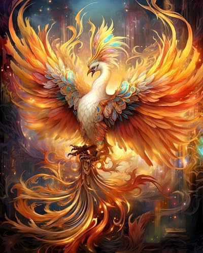Renqidian kreuzstich set Vorgedruckt Phönix 11 CT Erwachsene Anfanger Kreuzstich Stickpackungen für Wandkunst-Heimdekoration 40x50 cm von Renqidian