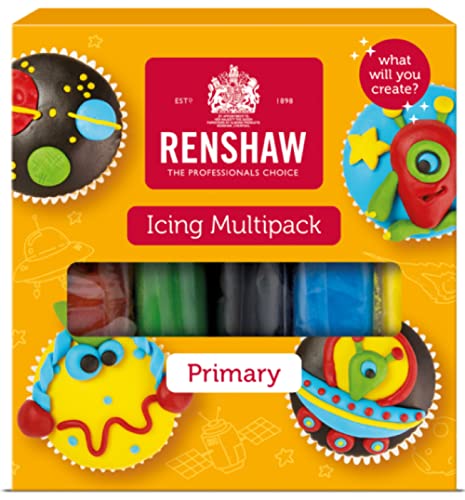 Renshaw Fondant Icing Multipack Primary Colours 5x100g - Fertig zum Ausrollen, Perfekt zum Überziehen und Dekorieren von Torten, Cupcakes und Keksen - 5x100 g Renshaw Fondant Icing Multipack Primary Colours 5x100g - Fertig zum Ausrollen, Perfekt zum Überziehen und Dekorieren von Torten, Cupcakes und Keksen - 5x100 g von Renshaw
