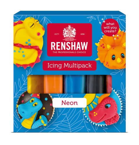 Renshaw Fondant Icing Multipack Neon Colours 5x100g - Fertig zum Ausrollen, Perfekt zum Überziehen und Dekorieren von Torten, Cupcakes und Keksen - 5x100 g Renshaw Fondant Icing Multipack Neon Colours 5x100g - Fertig zum Ausrollen, Perfekt zum Überziehen und Dekorieren von Torten, Cupcakes und Keksen - 5x100 g von Renshaw