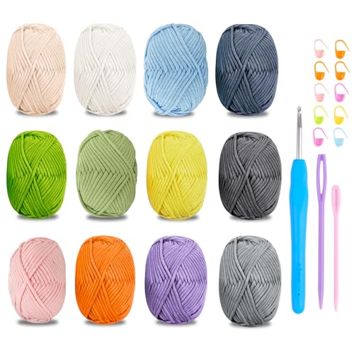 Häkelgarn Baumwolle Häkelwolle Chenille Wolle zum Häkeln 12 X 50g Häkelwolle,Crochet Yarn Dickes Baumwoll-Nylon-Mischgarn Häkelgarn für Anfänger Vielfältige Farben Häkelgarn Baumwolle Häkelwolle Chenille Wolle zum Häkeln 12 X 50g Häkelwolle,Crochet Yarn Dickes Baumwoll-Nylon-Mischgarn Häkelgarn für Anfänger Vielfältige Farben von Renyiz