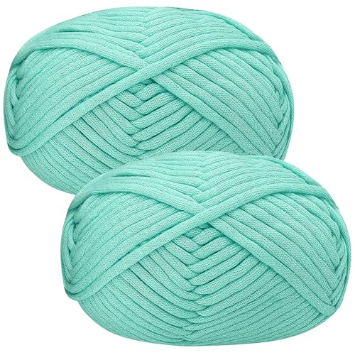 Häkelgarn Baumwolle Häkelwolle Chenille Wolle zum Häkeln 2 X 50g Häkelwolle, Babyblau Garn Dickes Baumwoll-Nylon-Mischgarn von Renyiz
