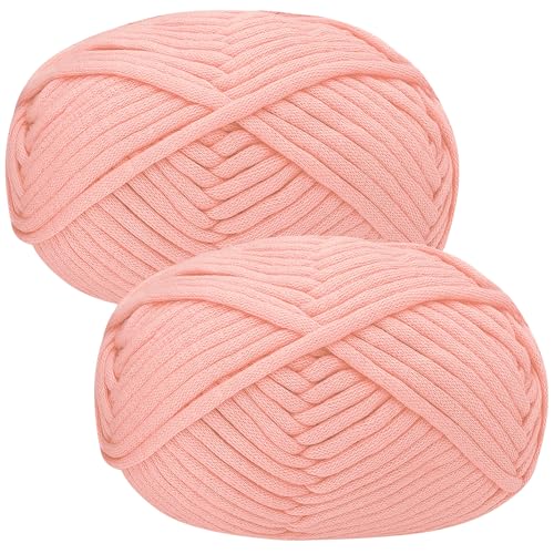 Häkelgarn Baumwolle Häkelwolle Chenille Wolle zum Häkeln 2 X 50g Häkelwolle, Babyrosa Yarn Dickes Baumwoll-Nylon-Mischgarn von Renyiz