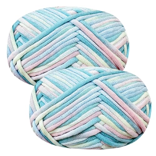 Häkelgarn Baumwolle Häkelwolle Chenille Wolle zum Häkeln 2 X 50g Häkelwolle, Blau Garn Dickes Baumwoll-Nylon-Mischgarn von Renyiz