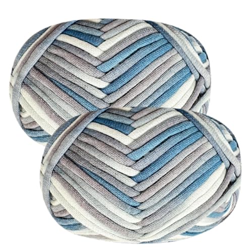 Häkelgarn Baumwolle Häkelwolle Chenille Wolle zum Häkeln 2 X 50g Häkelwolle, Grau Garn Dickes Baumwoll-Nylon-Mischgarn von Renyiz