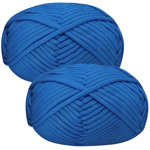 Häkelgarn Baumwolle Häkelwolle Chenille Wolle zum Häkeln 2 X 50g Häkelwolle, Indigo Yarn Dickes Baumwoll-Nylon-Mischgarn von Renyiz