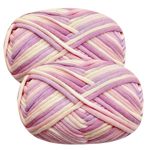 Häkelgarn Baumwolle Häkelwolle Chenille Wolle zum Häkeln 2 X 50g Häkelwolle, Rosa Garn Dickes Baumwoll-Nylon-Mischgarn von Renyiz