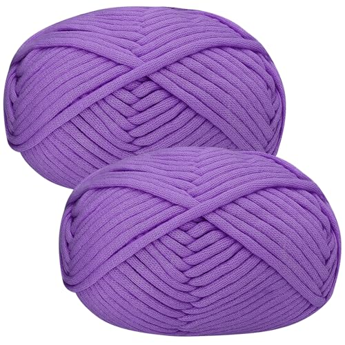 Häkelgarn Baumwolle Häkelwolle Chenille Wolle zum Häkeln 2 X 50g Häkelwolle, Tiefviolett Yarn Dickes Baumwoll-Nylon-Mischgarn von Renyiz